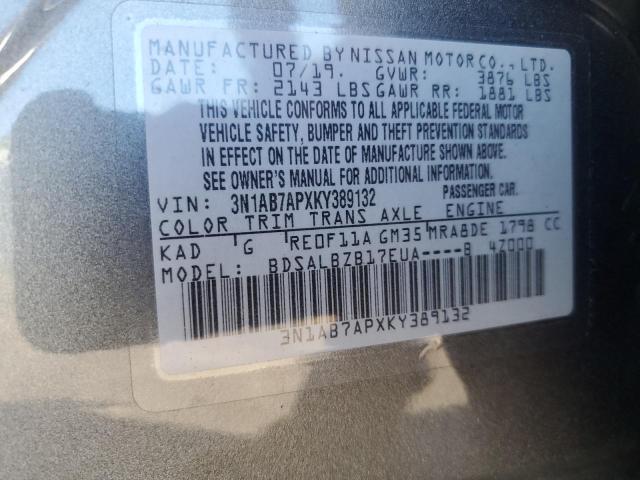 3N1AB7APXKY389132 - 2019 NISSAN SENTRA S GRAY photo 12