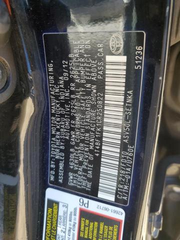 4T4BF1FK1CR250822 - 2012 TOYOTA CAMRY BASE 黑色 照片 13