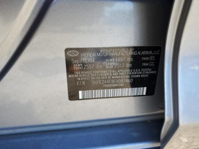 5NPE24AF8FH087460 - 2015 HYUNDAI SONATA SE GRAY photo 12