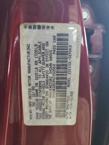 1NXBR12E3YZ350560 - 2000 TOYOTA COROLLA VE MAROON photo 12