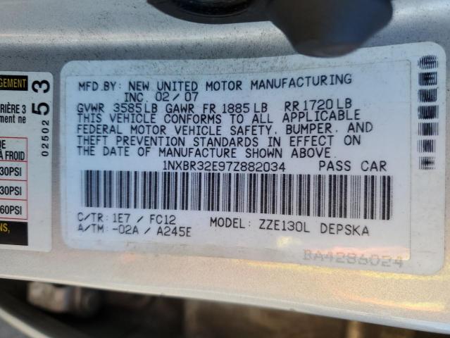 1NXBR32E97Z882034 - 2007 TOYOTA COROLLA CE Күміс фото 12