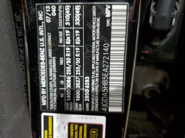 4JGDA5HB5EA272140 - 2014 MERCEDES-BENZ ML 350 4MATIC BLACK photo 14