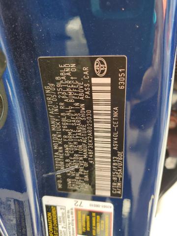 4T4BF3EK2AR025030 - 2010 TOYOTA CAMRY BASE BLUE photo 12