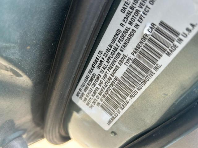 4S3BH635927309150 - 2002 SUBARU LEGACY L BLUE photo 10