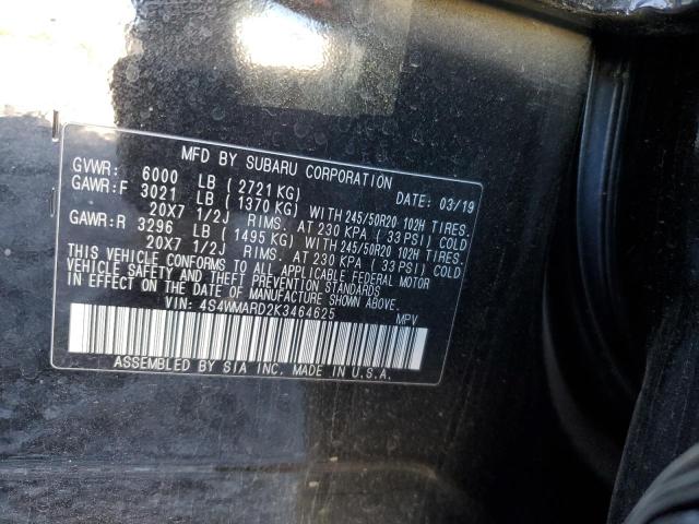 4S4WMARD2K3464625 - 2019 SUBARU ASCENT TOURING შავი ფოტო 13