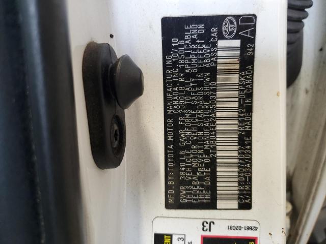 2T1BU4EE2AC503710 - 2010 TOYOTA COROLLA BASE Ağ foto 12