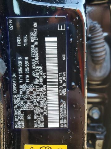 JTJYARBZ3K2150155 - 2019 LEXUS NX 300 BASE შავი ფოტო 13