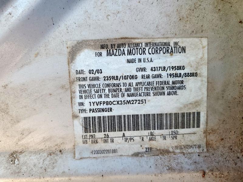 1YVFP80CX35M27251 - 2003 MAZDA 6 I 银色 照片 12