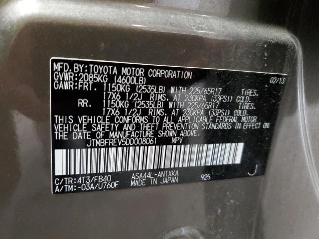 JTMBFREV5DD008061 - 2013 TOYOTA RAV4 LE Qəhvəyi foto 13