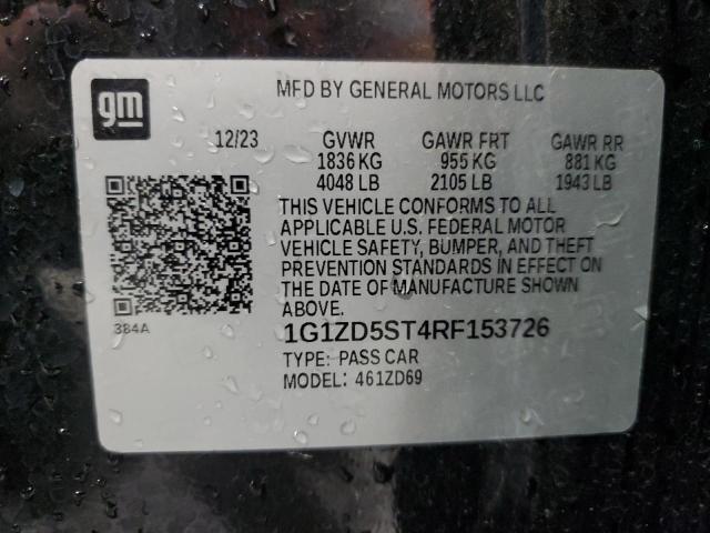 1G1ZD5ST4RF153726 - 2024 CHEVROLET MALIBU LT 黑色 照片 13