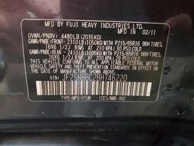 JF2SHBBC2BH746220 - 2011 SUBARU FORESTER 2.5X فحمي صورة 13