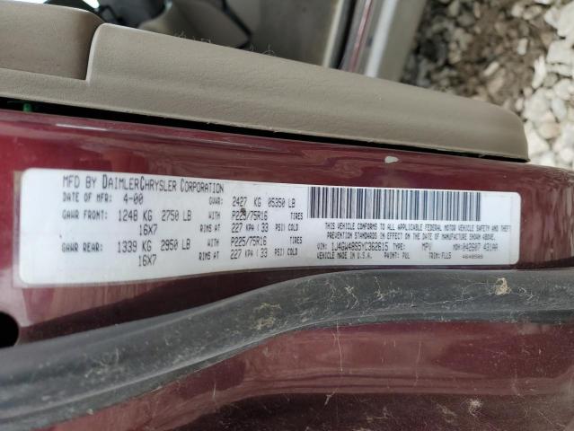 1J4GW48S5YC362615 - 2000 JEEP GRAND CHER LAREDO წითელი ფოტო 12
