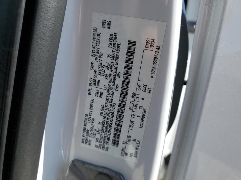 1FMCU9G9XKUB07493 - 2019 FORD ESCAPE SE Blanc photo 13