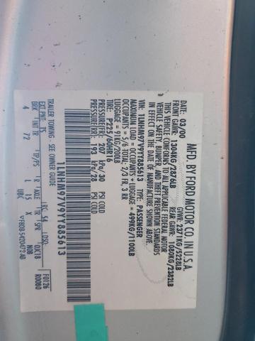 1LNHM97V9YY885613 - 2000 LINCOLN CONTINENTA Plata foto 12