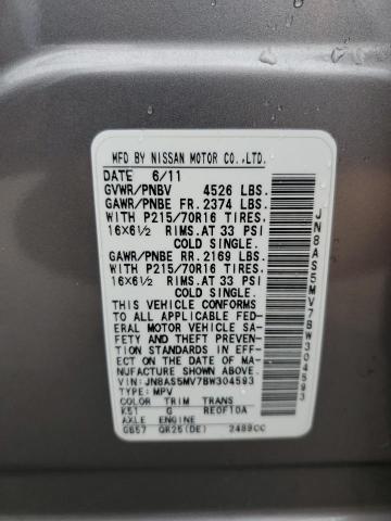 JN8AS5MV7BW304593 - 2011 NISSAN ROGUE S SILVER photo 13