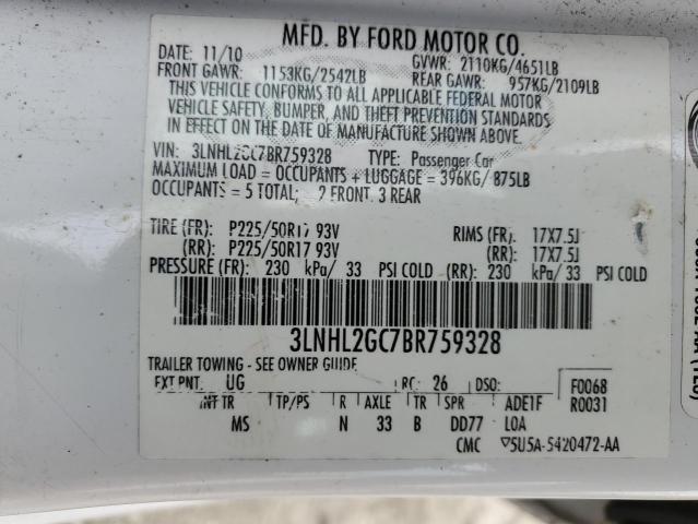 3LNHL2GC7BR759328 - 2011 LINCOLN MKZ WHITE photo 12