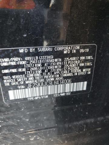 JF2SKAJC9LH434006 - 2020 SUBARU FORESTER PREMIUM BLACK photo 12