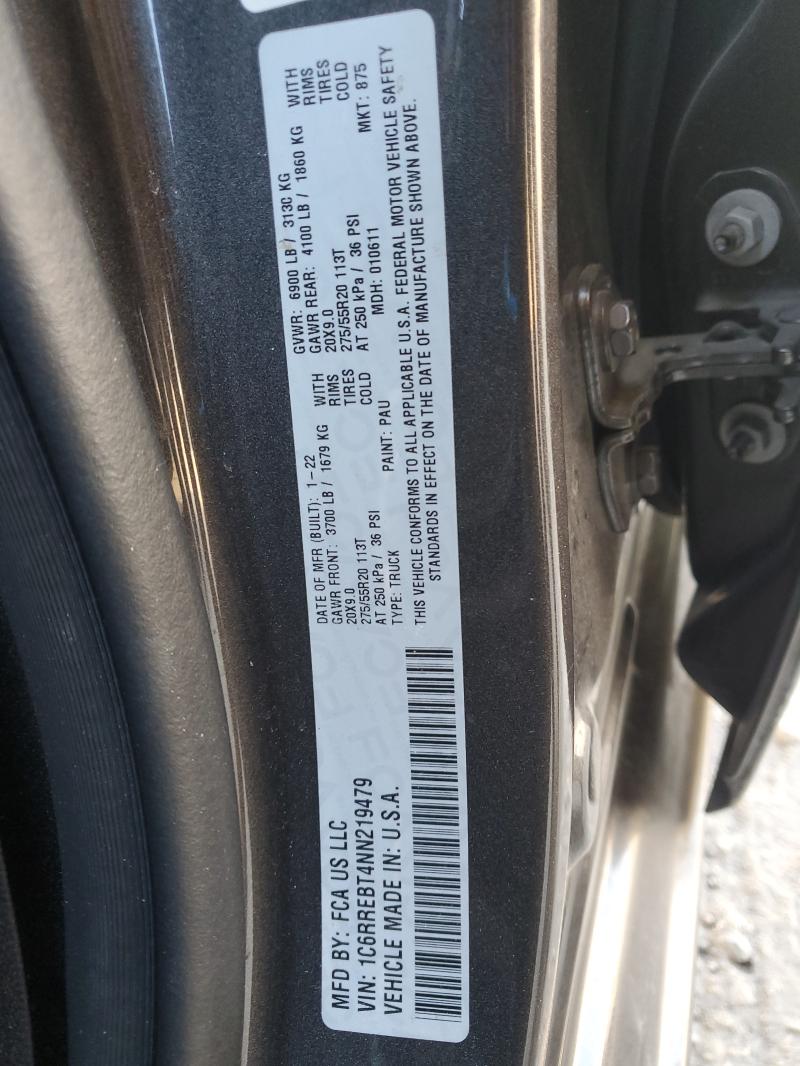 1C6RREBT4NN219479 - 2022 RAM 1500 BIG HORN/LONE STAR BLACK photo 12
