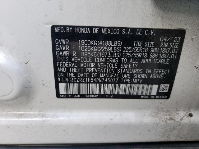 3CZRZ1H54PM745077 - 2023 HONDA HR-V SPORT თეთრი ფოტო 13