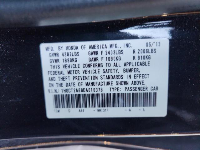 1HGCT2A88DA010376 - 2013 HONDA ACCORD EXL BLACK photo 12
