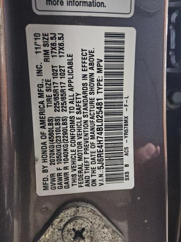 5J6RE4H74BL025481 - 2011 HONDA CR-V EXL GRAY photo 12