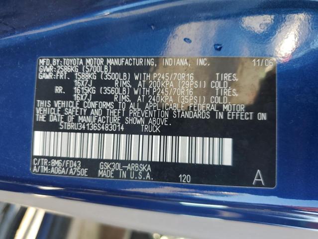 5TBRU34136S483014 - 2006 TOYOTA TUNDRA ACCESS CAB SR5 BLUE photo 13