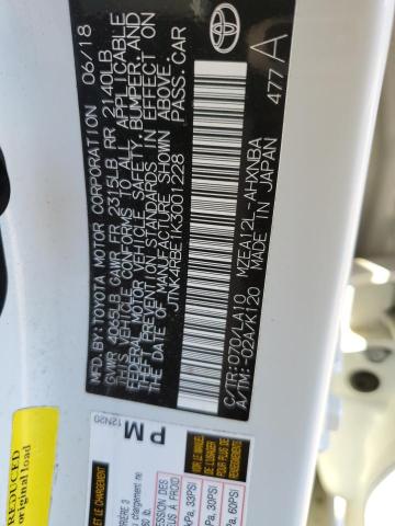 JTNK4RBE1K3001228 - 2019 TOYOTA COROLLA SE 白色 照片 12