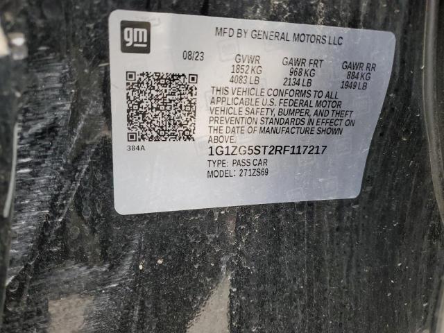 1G1ZG5ST2RF117217 - 2024 CHEVROLET MALIBU RS BLACK photo 12