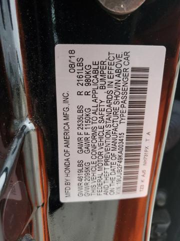 19UUB2F49KA003415 - 2019 ACURA TLX TECHNOLOGY 黑色 照片 12