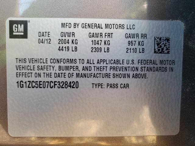 1G1ZC5E07CF328420 - 2012 CHEVROLET MALIBU 1LT TAN photo 12