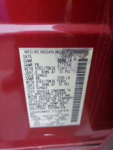 5N1AR18W95C753844 - 2005 NISSAN PATHFINDER LE წითელი ფოტო 13