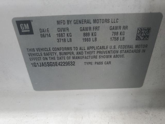 1G1JA5SG5E4229632 - 2014 CHEVROLET SONIC LS WHITE photo 12