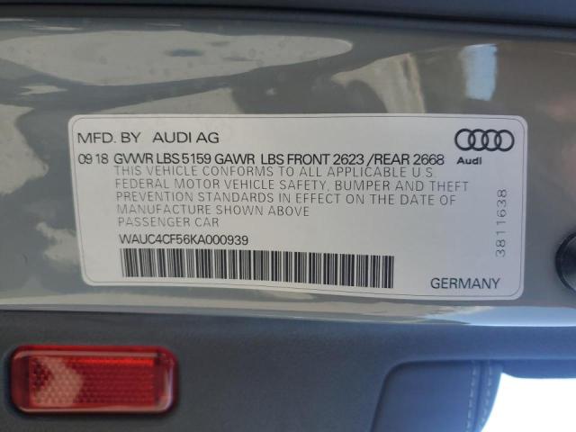 WAUC4CF56KA000939 - 2019 AUDI S5 PRESTIGE 灰色 照片 12