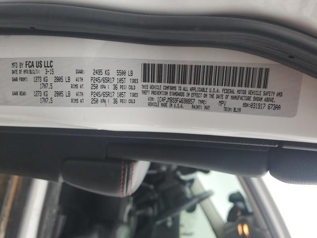 1C4PJMBS9FW698857 - 2015 JEEP CHEROKEE TRAILHAWK WHITE photo 13