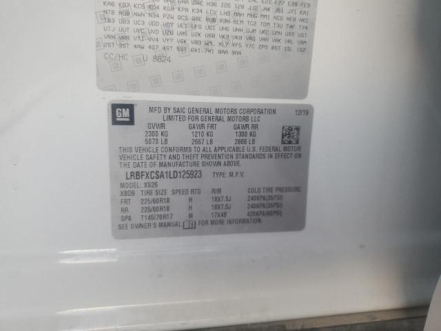 LRBFXCSA1LD125923 - 2020 BUICK ENVISION ESSENCE თეთრი ფოტო 13