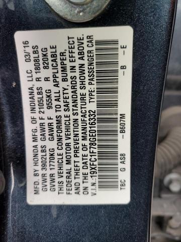 19XFC1F78GE016332 - 2016 HONDA CIVIC EXL გრაფიტი ფოტო 12
