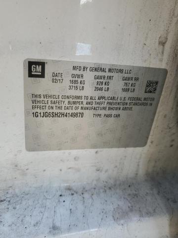 1G1JG6SH2H4149870 - 2017 CHEVROLET SONIC WHITE photo 12