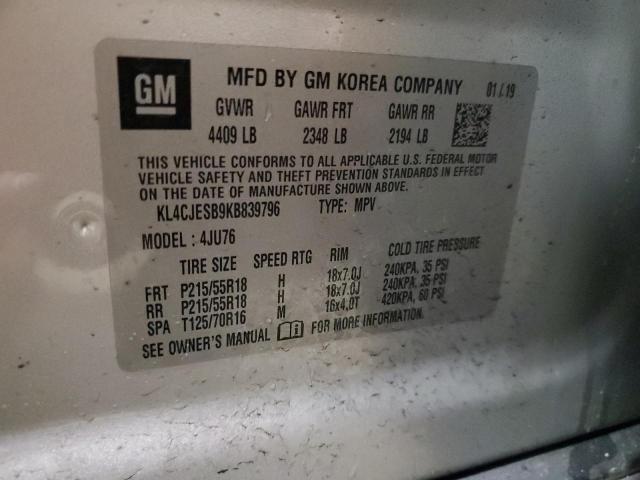 KL4CJESB9KB839796 - 2019 BUICK ENCORE PREFERRED Արծաթագույն լուսանկար 14