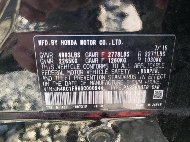 JH4KC1F96GC000944 - 2016 ACURA RLX ADVANCE BLACK photo 12