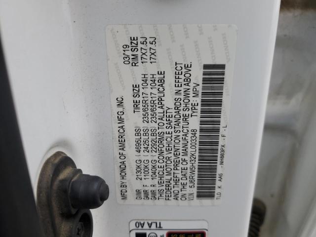 5J6RW5H32KL003348 - 2019 HONDA CR-V LX أبيض صورة 13