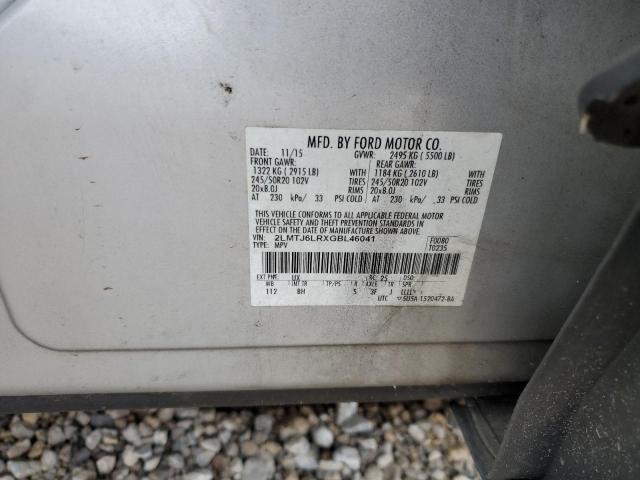 2LMTJ6LRXGBL46041 - 2016 LINCOLN MKX RESERVE Արծաթագույն լուսանկար 13