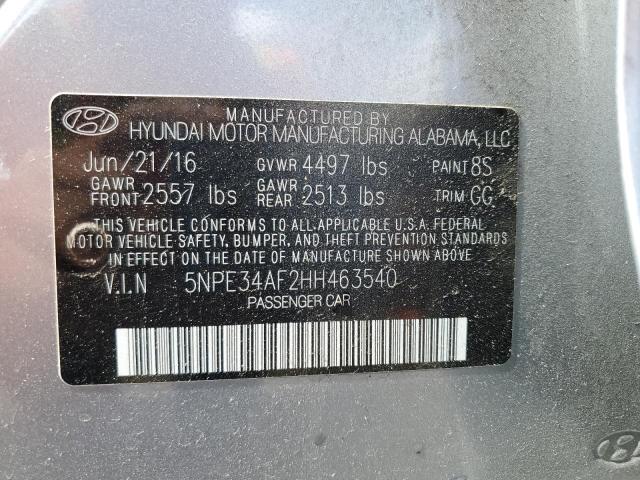 5NPE34AF2HH463540 - 2017 HYUNDAI SONATA SPORT SILVER photo 12