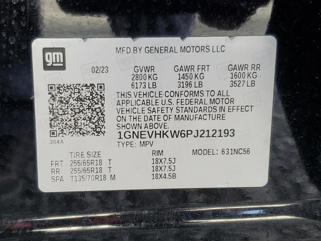 1GNEVHKW6PJ212193 - 2023 CHEVROLET TRAVERSE LT შავი ფოტო 13