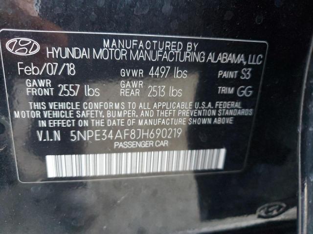 5NPE34AF8JH690219 - 2018 HYUNDAI SONATA SPORT Siyah fotoğraf 12