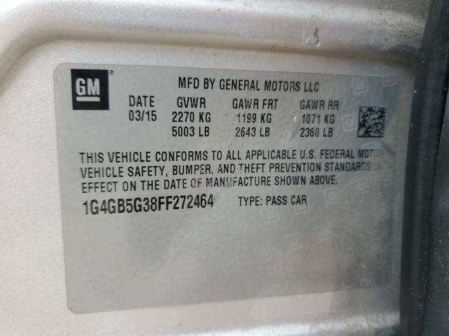 1G4GB5G38FF272464 - 2015 BUICK LACROSSE SILVER photo 12