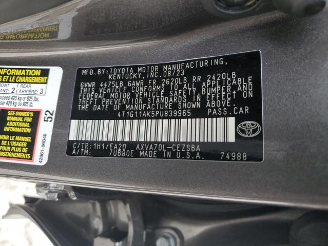 4T1G11AK5PU839965 - 2023 TOYOTA CAMRY SE NIGHT SHADE GRAY photo 12