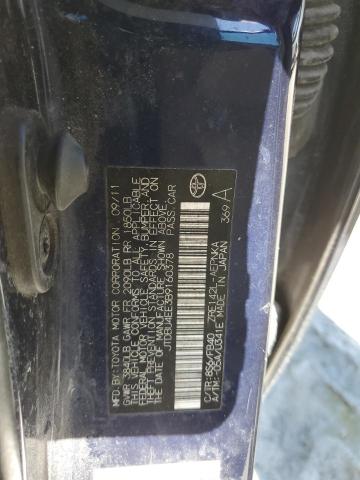 JTDBU4EE3B9160378 - 2011 TOYOTA COROLLA BASE Կապույտ լուսանկար 12