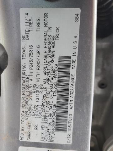 5TFJX4GN4FX040106 - 2015 TOYOTA TACOMA DOUBLE CAB PRERUNNER SILVER photo 12