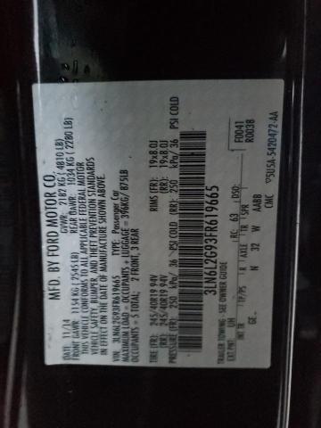 3LN6L2G93FR619665 - 2015 LINCOLN MKZ BLACK photo 12