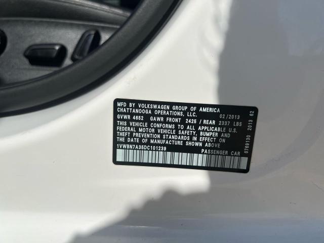 1VWBN7A35DC101239 - 2013 VOLKSWAGEN PASSAT SE WHITE photo 10